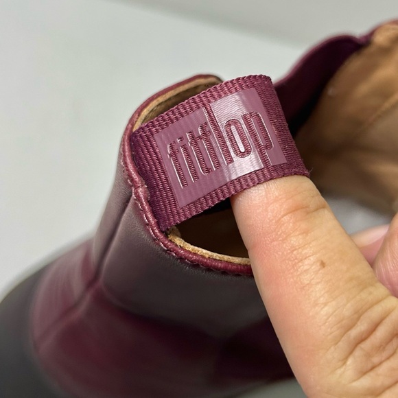 Fitflop F-Mode Plummy Purple Leather Platform Ankle Chelsea Boots Size 10 - Picture 13 of 16